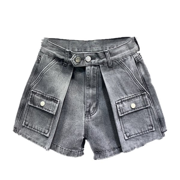 Női rövidnadrág szürke színben és zsebes