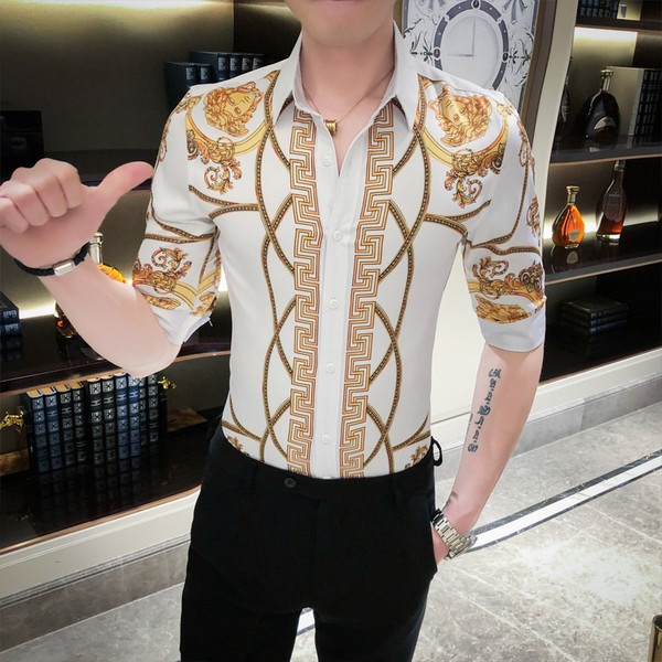 Elegáns férfi ing 3/4-es ujjal és klasszikus gallérral