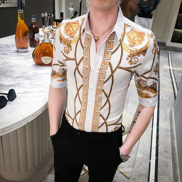 Elegáns férfi ing 3/4-es ujjal és klasszikus gallérral