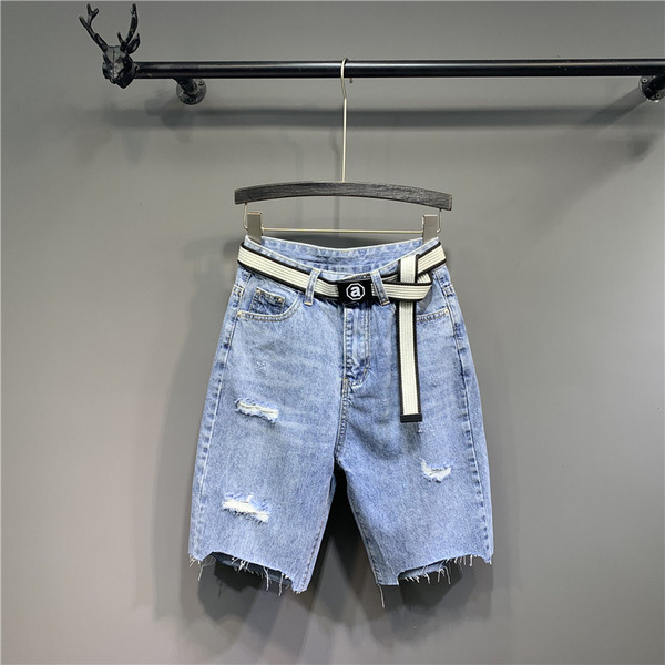 Τζιν παντελόνι 3/4 με σκισμένα μοτίβα σε μπλε χρώμα