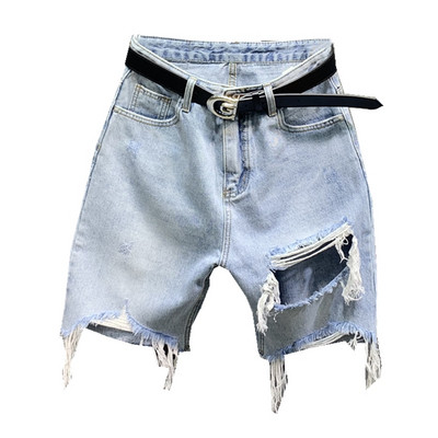 Új női farmer modell szakadt elemekkel és övvel