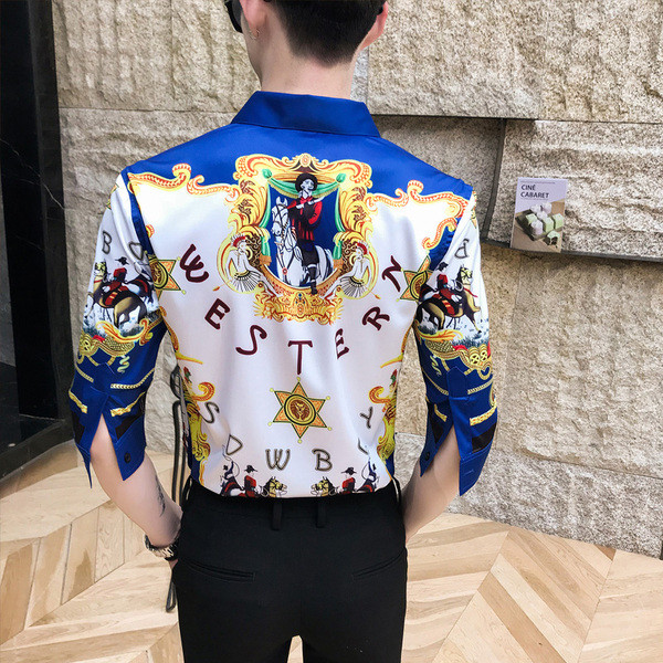 Elegáns férfi ing klasszikus gallérral és 3/4-es ujjakkal