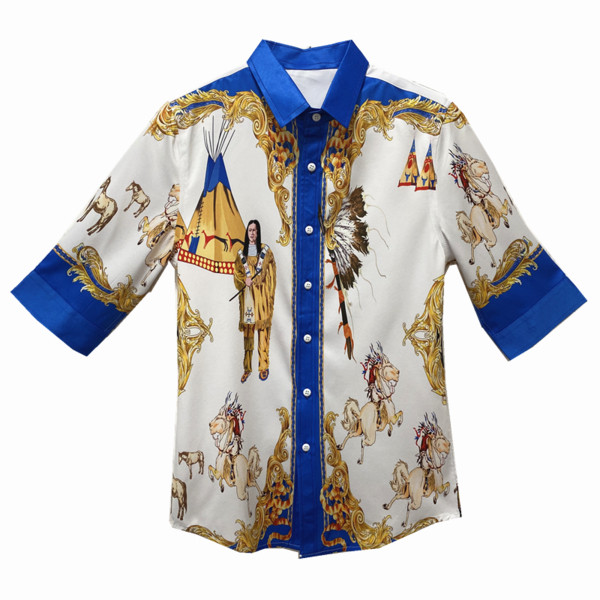 ÚJ modell férfi modern ing színes mintával és 3/4-es ujjal