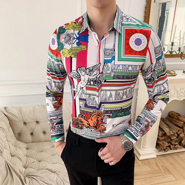 Κομψό ανδρικό πουκάμισο με κλασικό γιακά και μακριά μανίκια με κόκκινο χρώμα