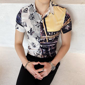 Elegáns férfi ing klasszikus gallérral és rövid ujjal