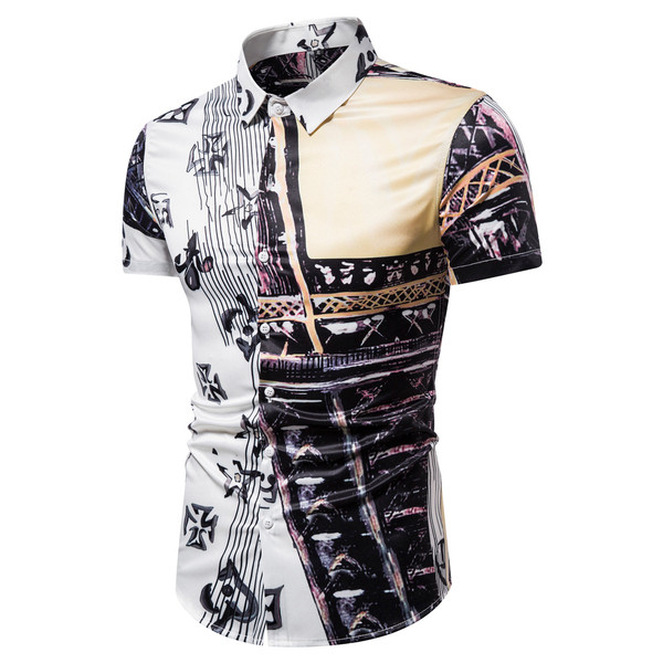 Elegáns férfi ing klasszikus gallérral és rövid ujjal