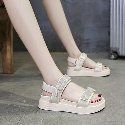 Γυναικεία casual σανδάλια με πέτρες και επίπεδη σόλα σε τρία χρώματα