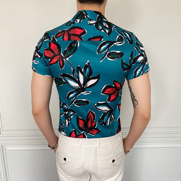 ÚJ modell modern férfi ing klasszikus gallérral és rövid ujjú kék színben