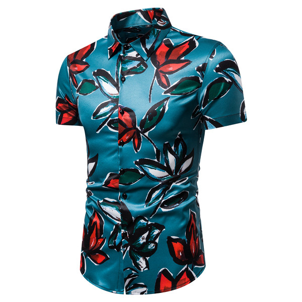 ÚJ modell modern férfi ing klasszikus gallérral és rövid ujjú kék színben