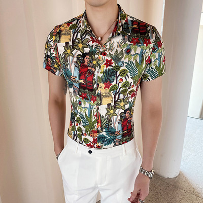 Moodne klassikalise krae ja lillemustriga meestesärk