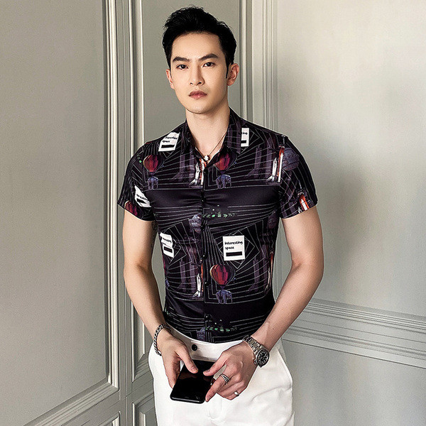 Moodne meeste särk klassikalise krae ja pikkade varrukatega musta värvi