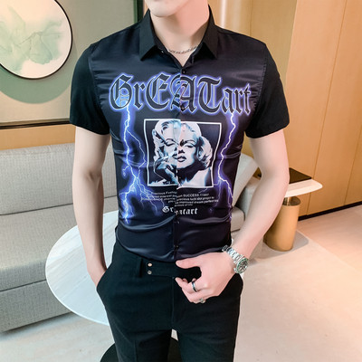 ÚJ modell modern férfi ing klasszikus gallérral és rátéttel