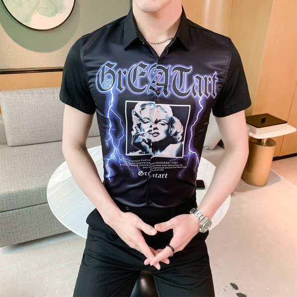 ÚJ modell modern férfi ing klasszikus gallérral és rátéttel