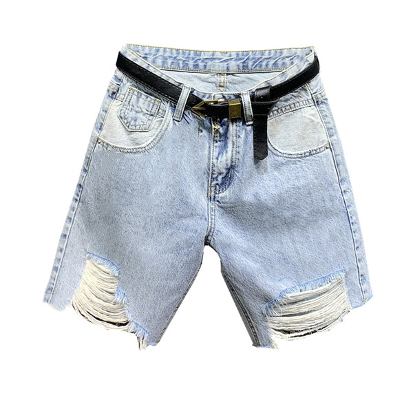 Új női farmer modell szakadt motívumokkal, kék övvel