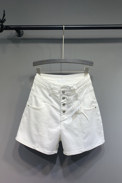 Modern női magas derekú rövidnadrág fehér és sárga színben