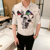 Modern férfi ing rátéttel és 3/4-es ujjal