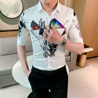 Modern férfi ing rátéttel és 3/4-es ujjal