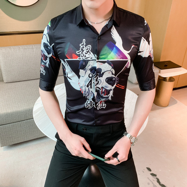 Modern férfi ing rátéttel és 3/4-es ujjal