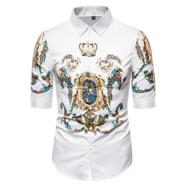 Elegáns férfi ing klasszikus gallérral, 3/4-es ujjal és rátéttel