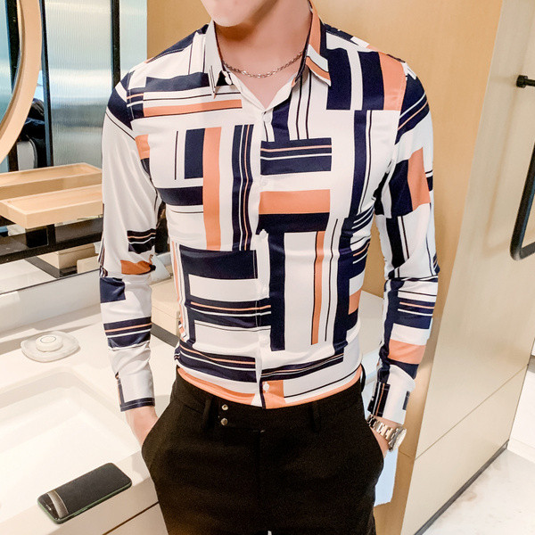 ÚJ modell elegáns férfi ing hosszú ujjal és klasszikus gallérral