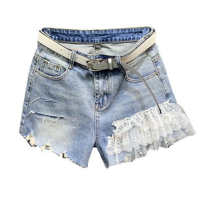 Új modell farmer rövidnadrág tüll és gyöngyökkel