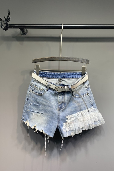 Új modell farmer rövidnadrág tüll és gyöngyökkel