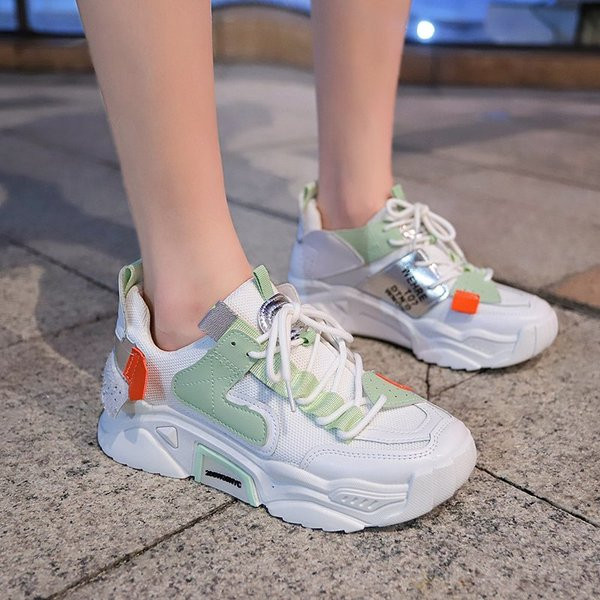 Női alkalmi sportcipő rózsaszín és zöld színben