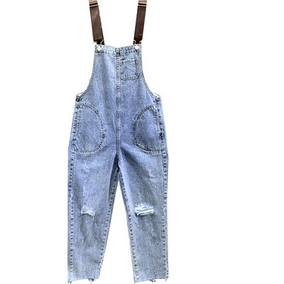 Női farmer overall új modellje szakadt motívumokkal