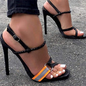 Modern magas szandál vékony pántokkal, eco bőrből