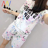 Kétrészes női pizsama mintás mintával