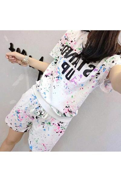 Kétrészes női pizsama mintás mintával