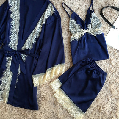 Női szatén szett - pizsama és fürdőköpeny