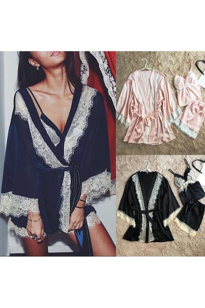 Női szatén szett - pizsama és fürdőköpeny