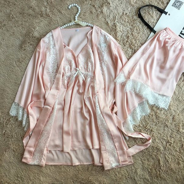 Női szatén szett - pizsama és fürdőköpeny