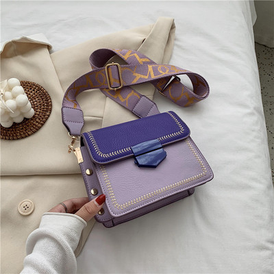 Öko bőrből készült női táska négyzet alakú, textil fogantyúval