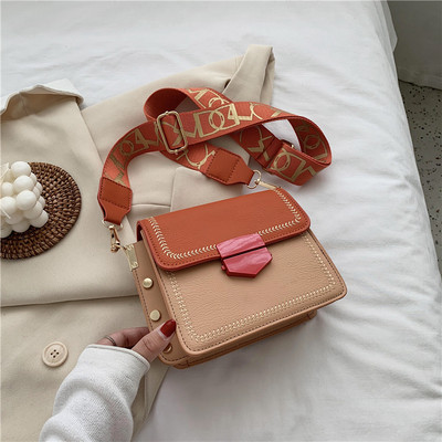 Öko bőrből készült női táska négyzet alakú, textil fogantyúval