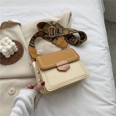 Öko bőrből készült női táska négyzet alakú, textil fogantyúval