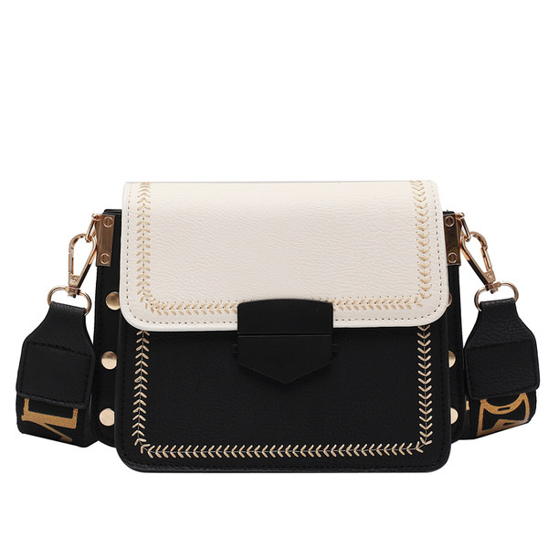 Öko bőrből készült női táska négyzet alakú, textil fogantyúval