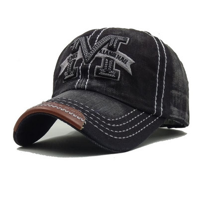 Casual men`s hat with visor and embroidery