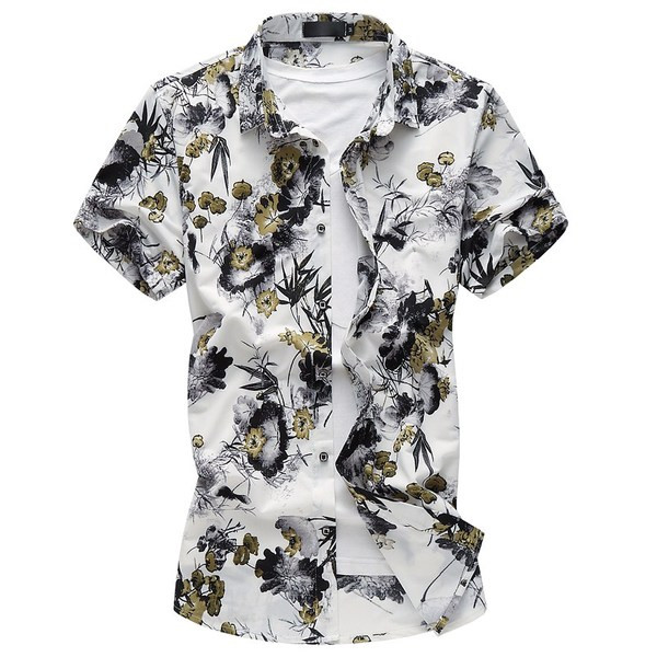 Alkalmi férfi ing klasszikus gallérral és virágmintával