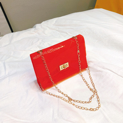 Női szilikon válltáska fém lánccal