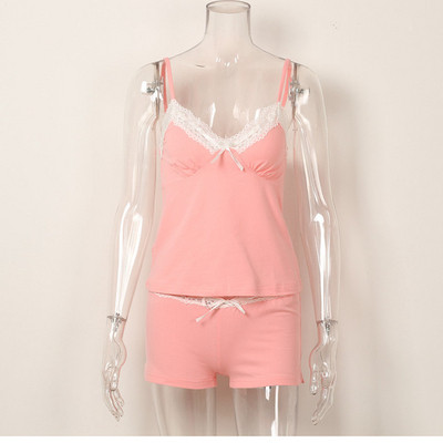 Ležerna ženska pidžama s dvodijelnom čipkom