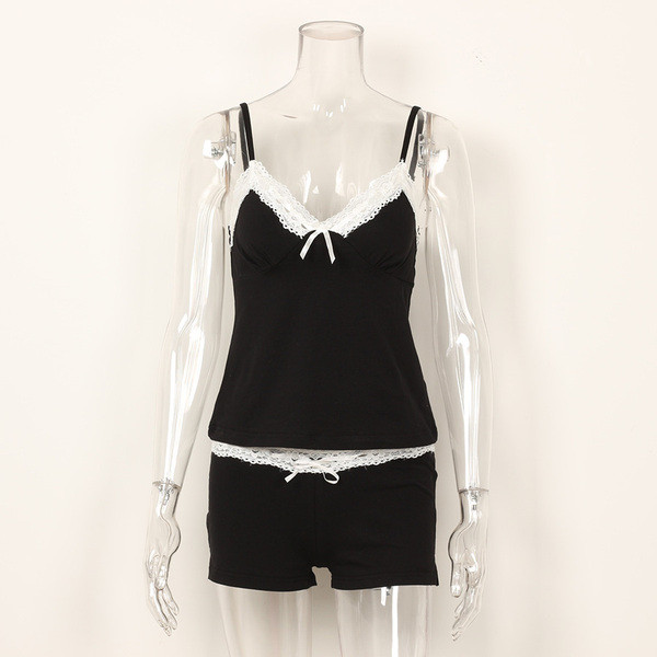 Ležerna ženska pidžama s dvodijelnom čipkom