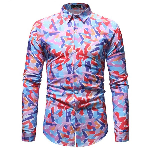 Klassikalise krae ja mustriga suvine meestesärk