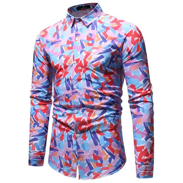 Klassikalise krae ja mustriga suvine meestesärk