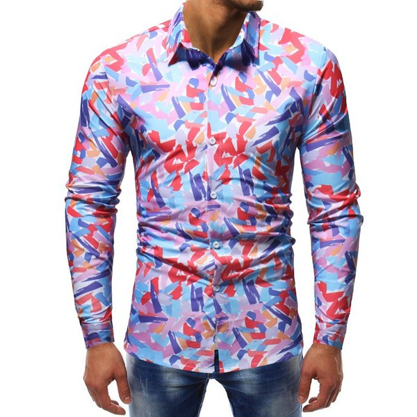 Klassikalise krae ja mustriga suvine meestesärk