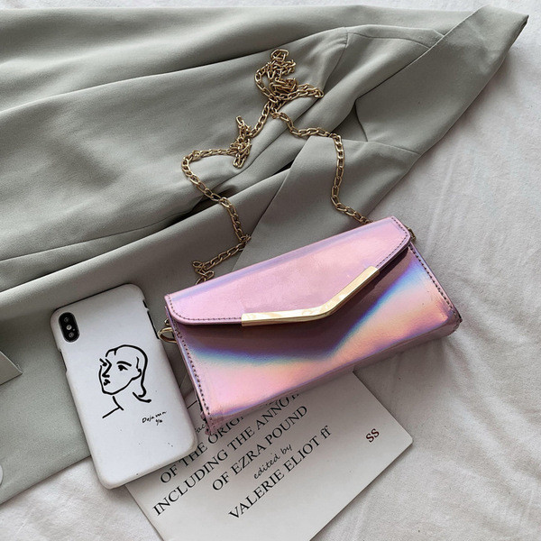 Női estélyi táska fémlánccal - téglalap alakú