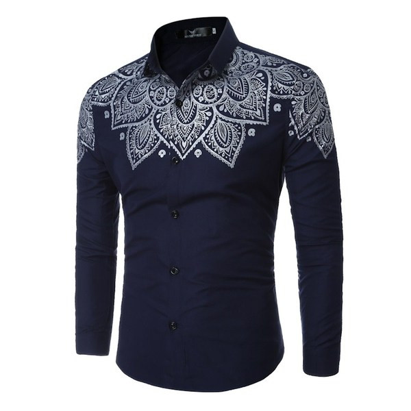 Elegáns férfi ing klasszikus gallérral és mintával