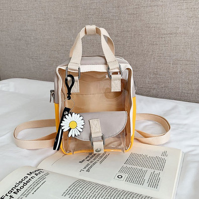 Σύγχρονη γυναικεία τσάντα με κοντές και μεγάλες λαβές σε κίτρινο και πράσινο χρώμα