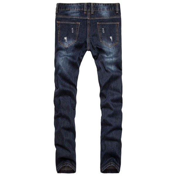 Modern férfi hosszú farmernadrág rátéttel, szakadt motívummal